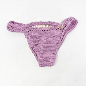 She Made Me Classic Crochet Bikini Bottoms in Purple Lilac Size Small
